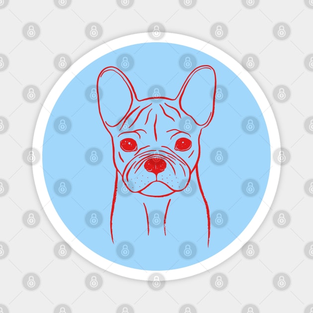 French Bulldog (Blue and Red) Magnet by illucalliart